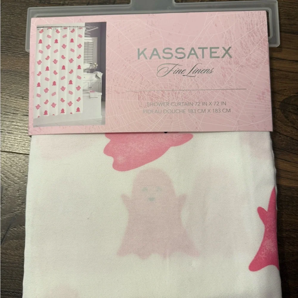 Kassatex Shower Curtain Pink Ghosts 72”x72”